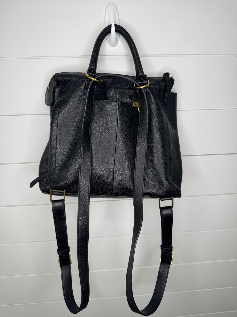 Fossil Black Leather Backpack with Gold Hardware - Picture 3 of 9